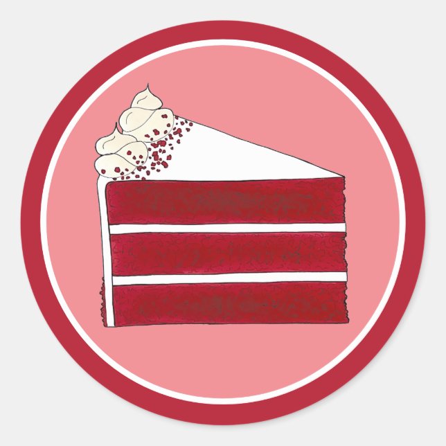 Southern Food Red Velvet Layer Cake Slice Bakery Classic Round Sticker (Front)