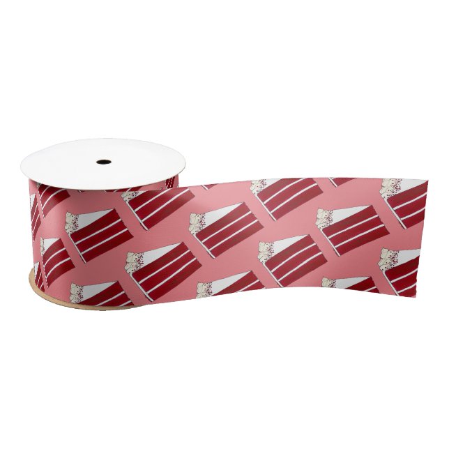 Southern Food Red Velvet Layer Cake Slice Bakery Satin Ribbon (Spool)