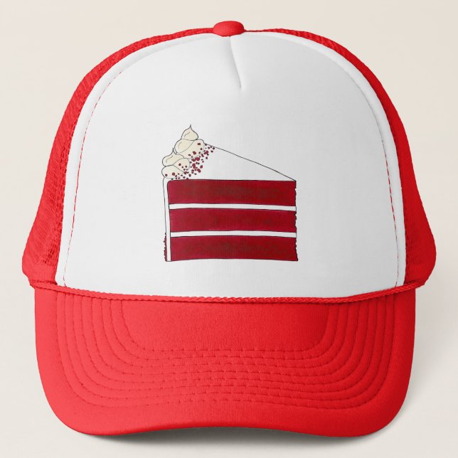 Southern Food Red Velvet Layer Cake Slice Bakery Trucker Hat (Front)
