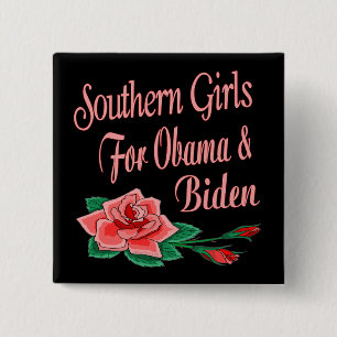 Southern Girls for Obama Biden 15 Cm Square Badge