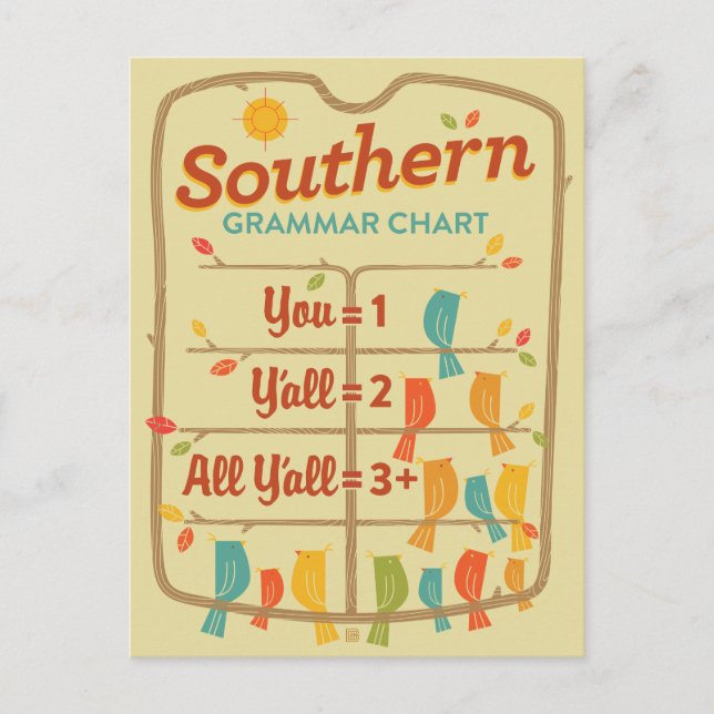 Southern Grammar Chart Postcard (Front)