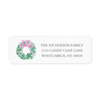 Southern Grandmillennial Pink Bow Christmas Wreath