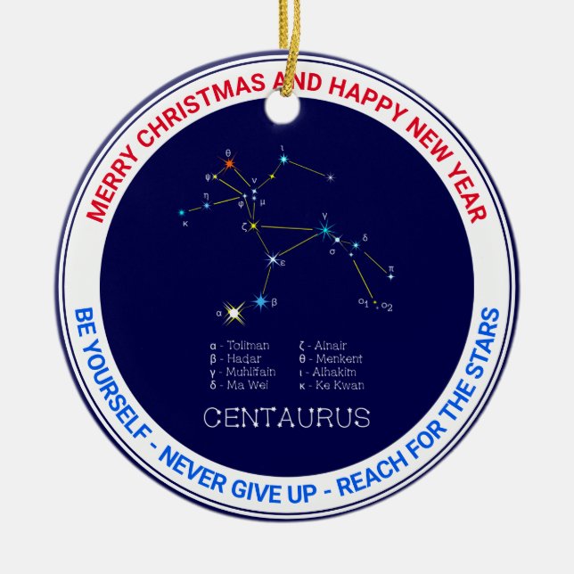Southern Hemisphere Constellation Centaurus Ceramic Tree Decoration (Front)