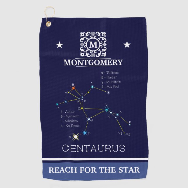 Southern Hemisphere Constellation Centaurus Golf Towel (Front)