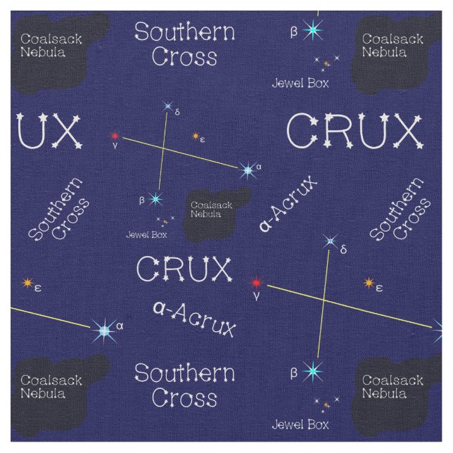 Southern Hemisphere Constellation Crux Fabric (Close Up)