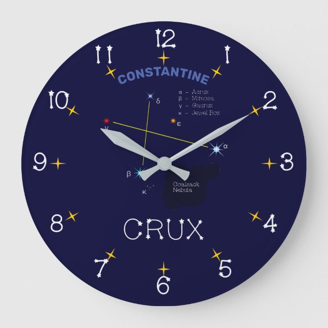 Southern Hemisphere Constellation Crux Large Clock (Front)