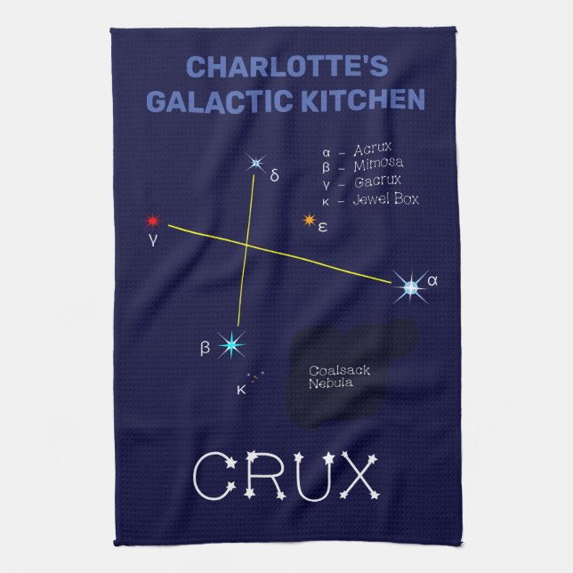 Southern Hemisphere Constellation Crux Tea Towel (Vertical)