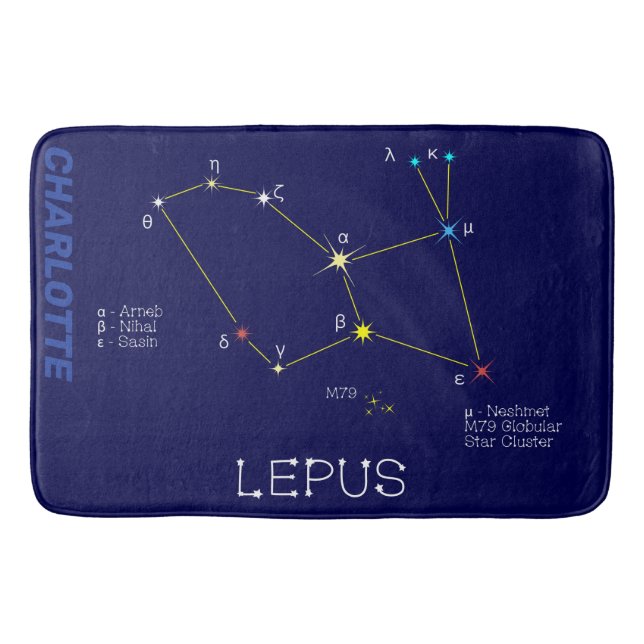 Southern Hemisphere Constellation Lepus Bath Mat (Front)