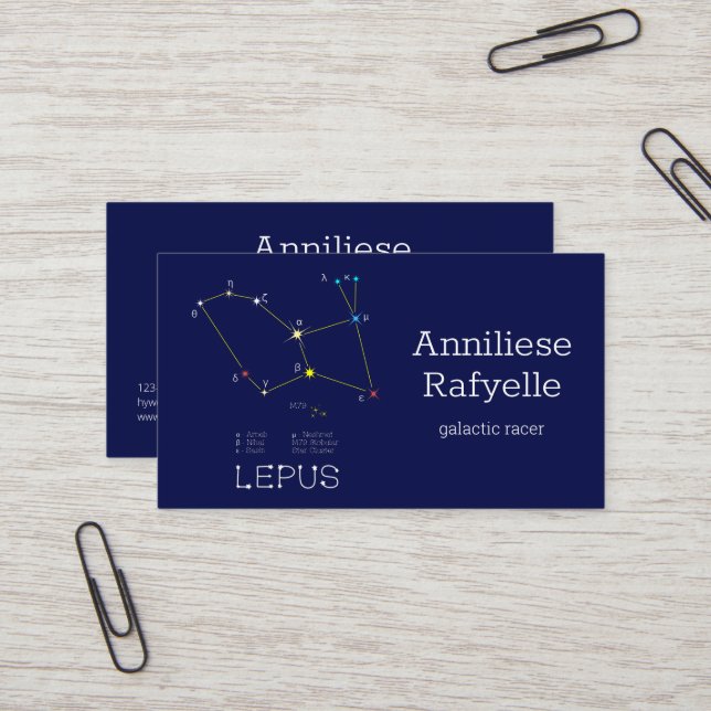Southern Hemisphere Constellation Lepus Business Card (Front/Back In Situ)