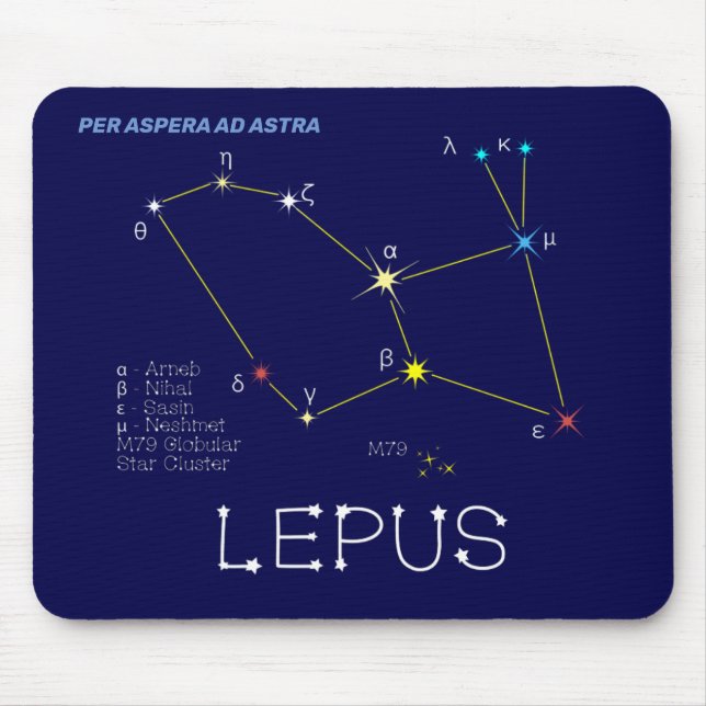 Southern Hemisphere Constellation Lepus Mouse Mat (Front)