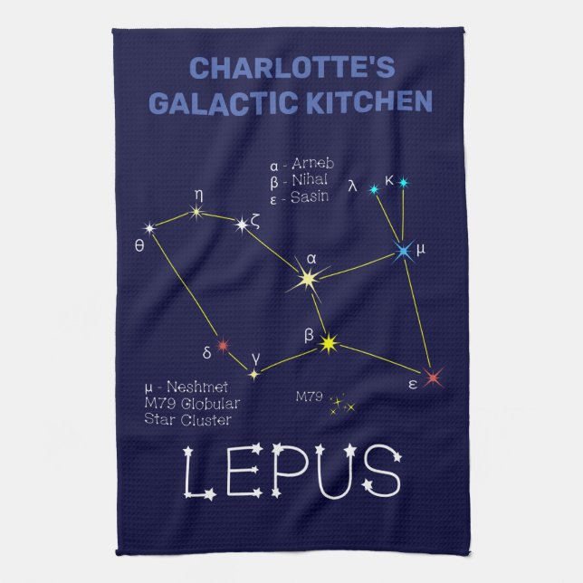 Southern Hemisphere Constellation Lepus Tea Towel (Vertical)