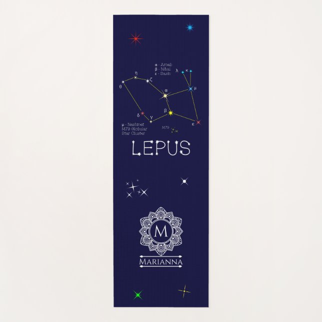 Southern Hemisphere Constellation Lepus Yoga Mat (Front)