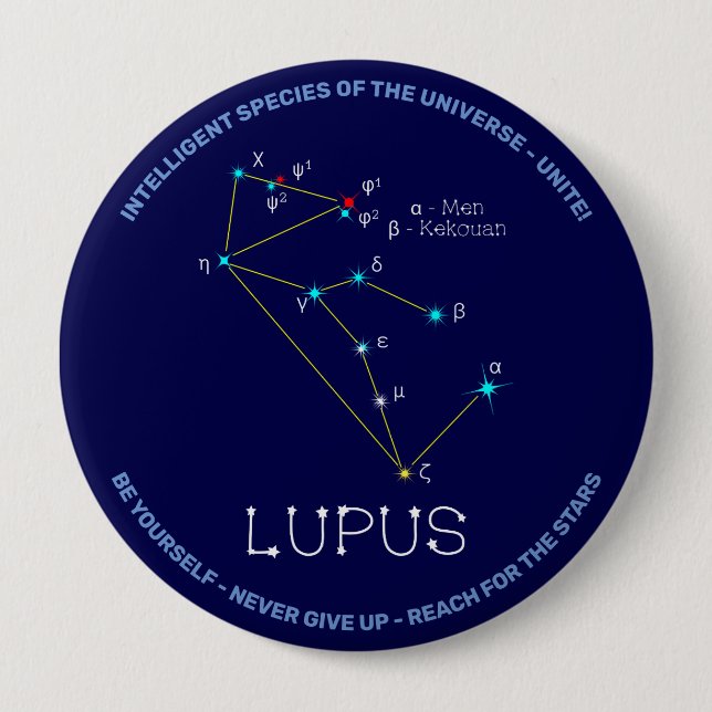 Southern Hemisphere Constellation Lupus 10 Cm Round Badge (Front)