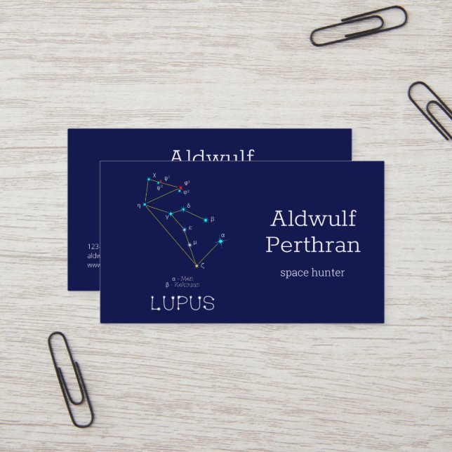 Southern Hemisphere Constellation Lupus Business Card (Front/Back In Situ)