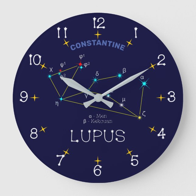 Southern Hemisphere Constellation Lupus Large Clock (Front)