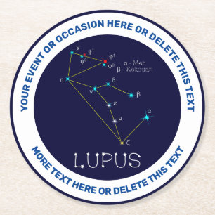 Southern Hemisphere Constellation Lupus Round Paper Coaster