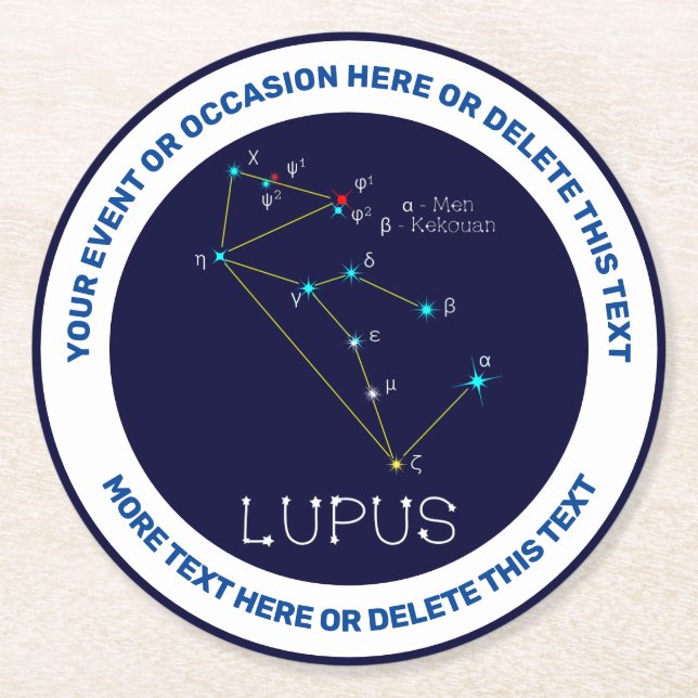 Southern Hemisphere Constellation Lupus Round Paper Coaster (Front)
