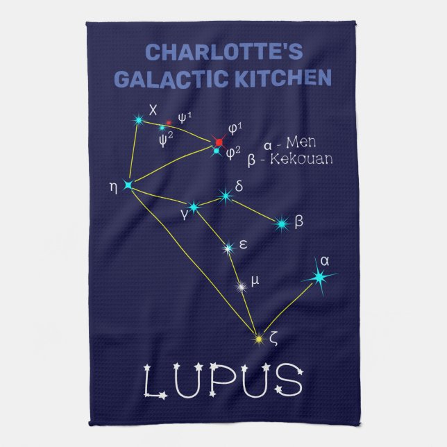 Southern Hemisphere Constellation Lupus Tea Towel (Vertical)