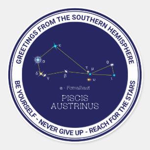 Southern Hemisphere Constellation Piscis Austrinus Classic Round Sticker