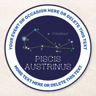Southern Hemisphere Constellation Piscis Austrinus Round Paper Coaster