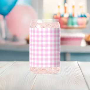 Southern Hospitality Pink Plaid  Can Glass