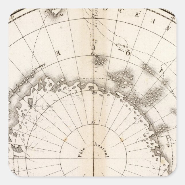 Southern Ice Chart Square Sticker (Front)