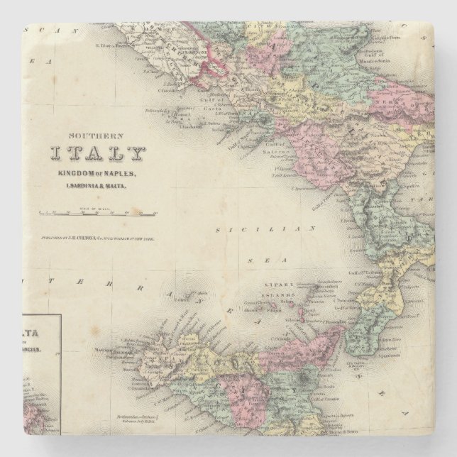 Southern Italy Kingdom Of Naples Stone Coaster (Front)