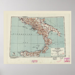 Southern Italy World War II Strategic Map (1943) Poster