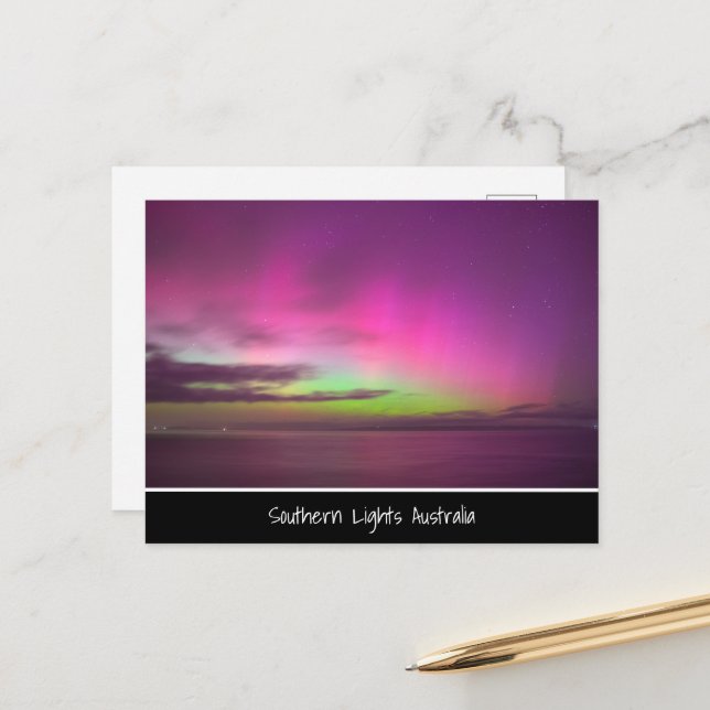 Southern Lights Australia - Night Sky Photo Postcard (Front/Back In Situ)