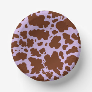 Southern Lilac Purple and Brown Cow Skin Print Paper Plate