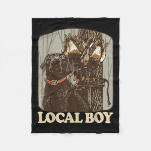 Southern Local Boy Duck Hunting Black Lab Camo Out Fleece Blanket