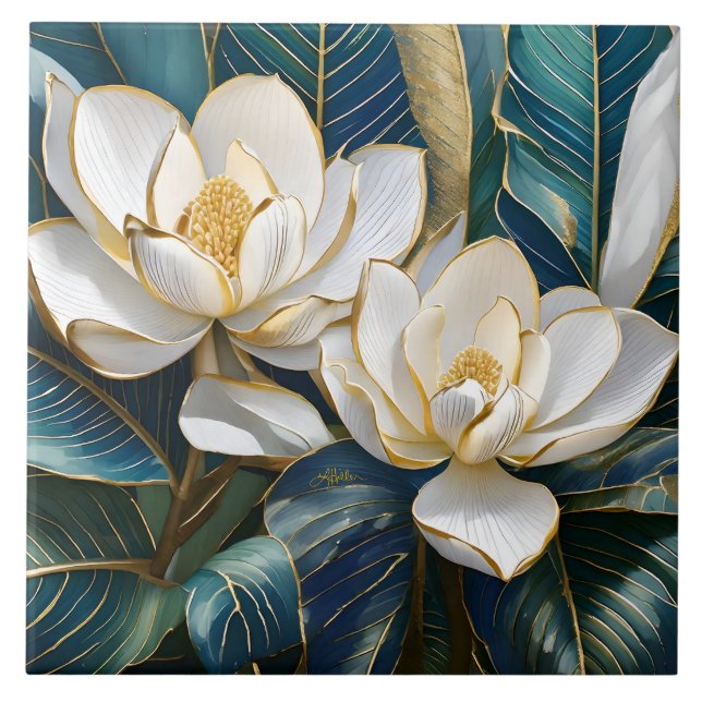 Southern Magnolia Art Tile (Front)