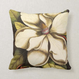 Southern Magnolia Blossom Vintage Cushion