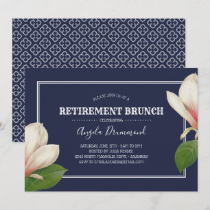 Southern Magnolia Blue Retirement Brunch Invitation