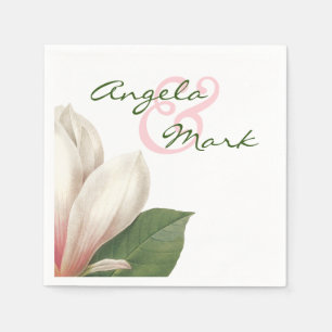 Southern Magnolia Flower Wedding   Pink and White Napkin