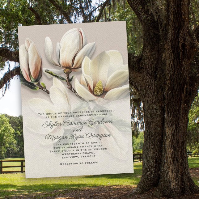 Southern Magnolia Flowers Wedding Invitation (Creator Uploaded)