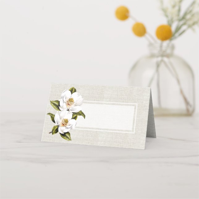 Southern Magnolia Wedding Folded Place Card (Front)