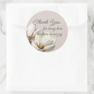 Southern Magnolia Wedding Thank You Classic Round Sticker