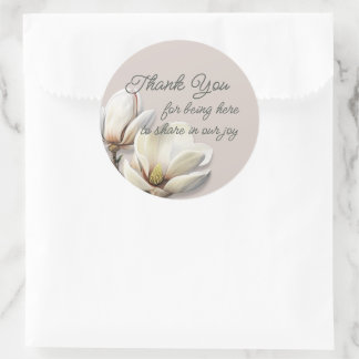Southern Magnolia Wedding Thank You  Classic Round Sticker