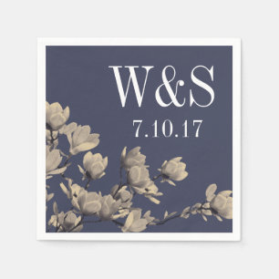 Southern Magnolias & Midnight Blue Wedding Napkin