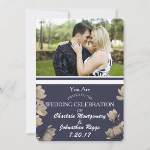 Southern Magnolias Photo & Midnight Blue Wedding Save The Date