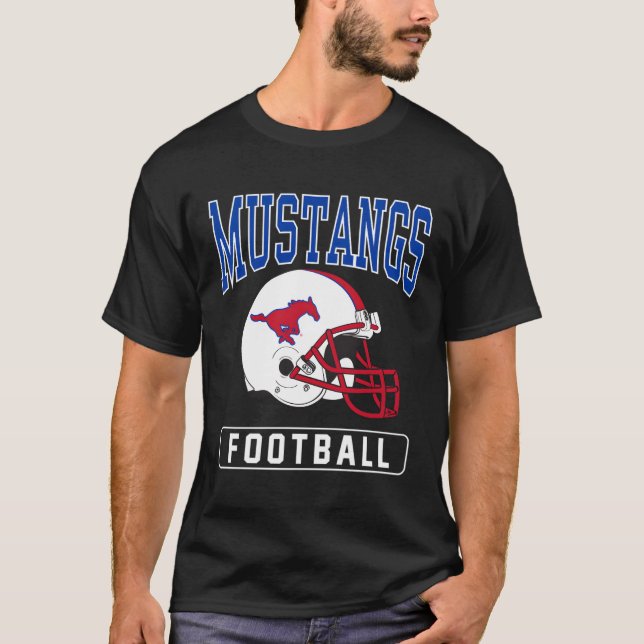 Southern Methodist Smu Mustangs Football Helmet T-Shirt (Front)