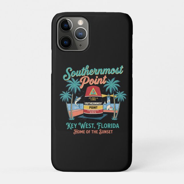 Southern Most Point Key West Retro Tropical Vibe Case-Mate iPhone Case (Back)