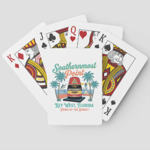 Southern Most Point Key West Retro Tropical Vibe Playing Cards