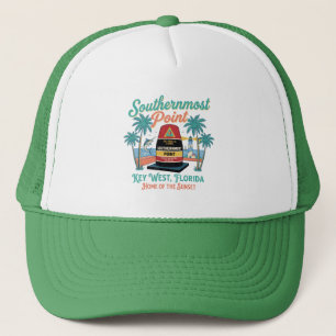 Southern Most Point Key West Retro Tropical Vibe Trucker Hat