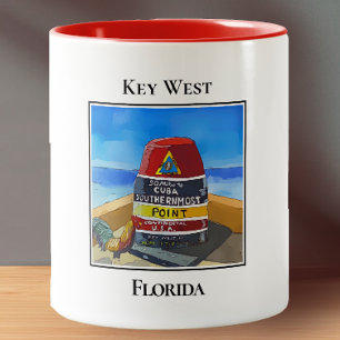 Southern Most Point Marker, Key West Florida Two-Tone Coffee Mug