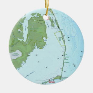 Southern Outerbanks Map Ceramic Tree Decoration