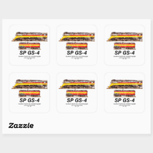 Southern Pacific GS-4 Daylight Steam Locomotive Square Sticker