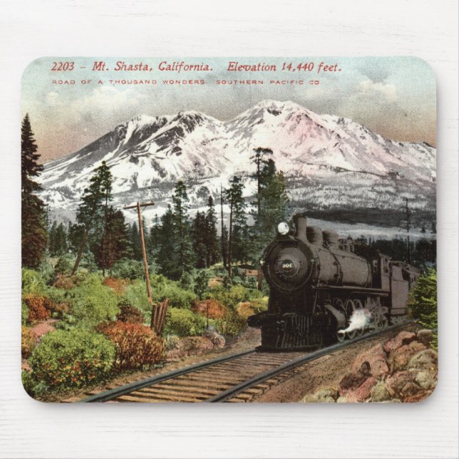 Southern Pacific Mt. Shasta 1912 Vintage Mouse Mat (Front)