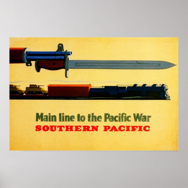 Southern Pacific to Pacific War Old Railway Poster (Front)